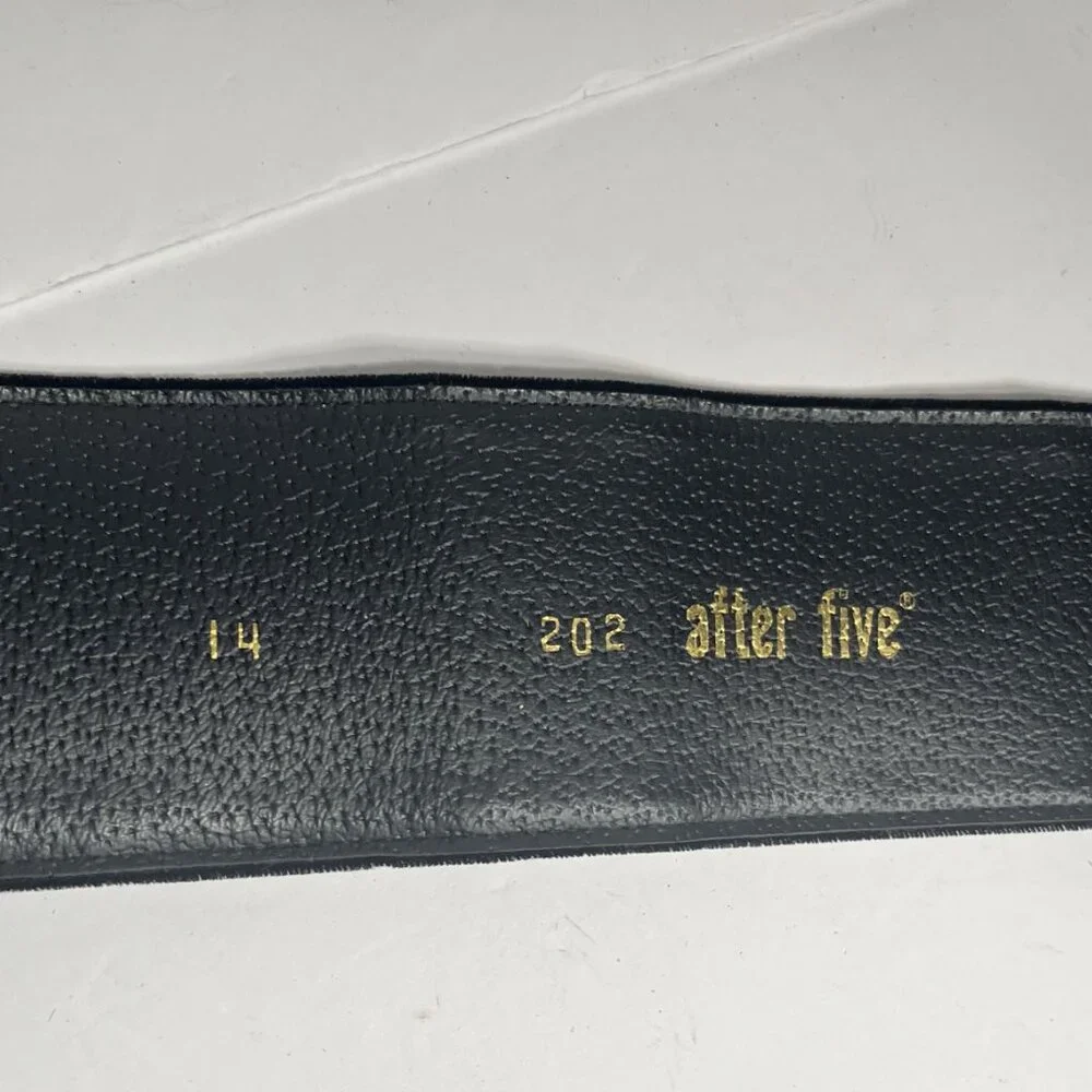Ladies AFTER FIVE Black Suede Belt with Large Rhinestone Buckle 3